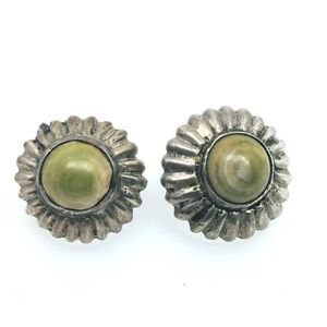 Vintage Silver Mexico Calcite Flower Earrings